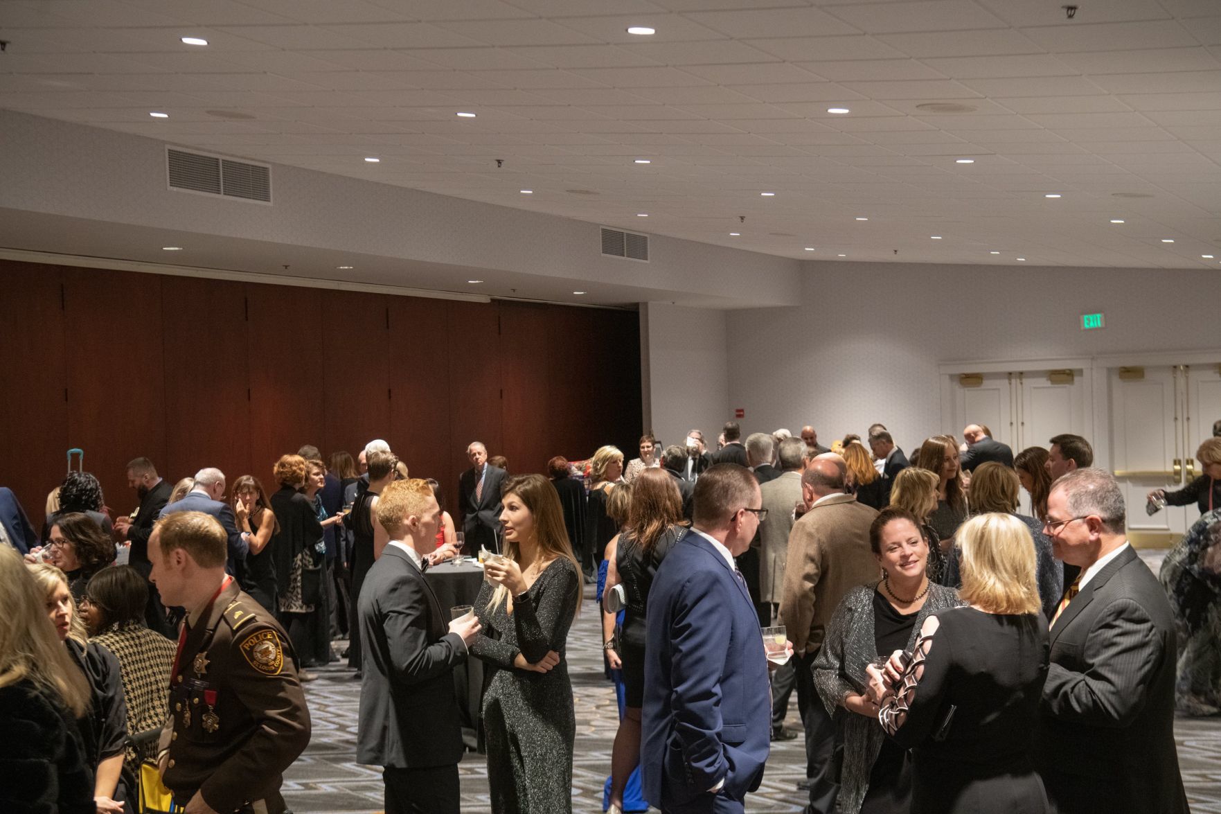 Guests mingle during a cocktail reception before the gala's dinner.